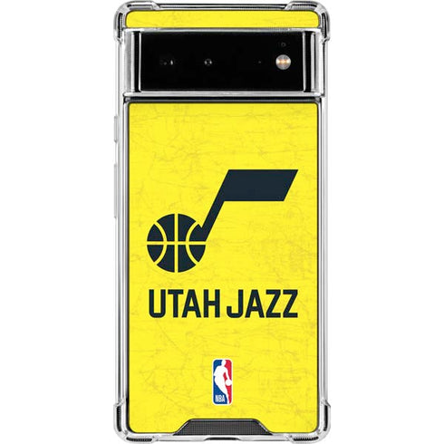 NBA Utah Jazz Yellow Texture Google Pixel 6 Clear Case